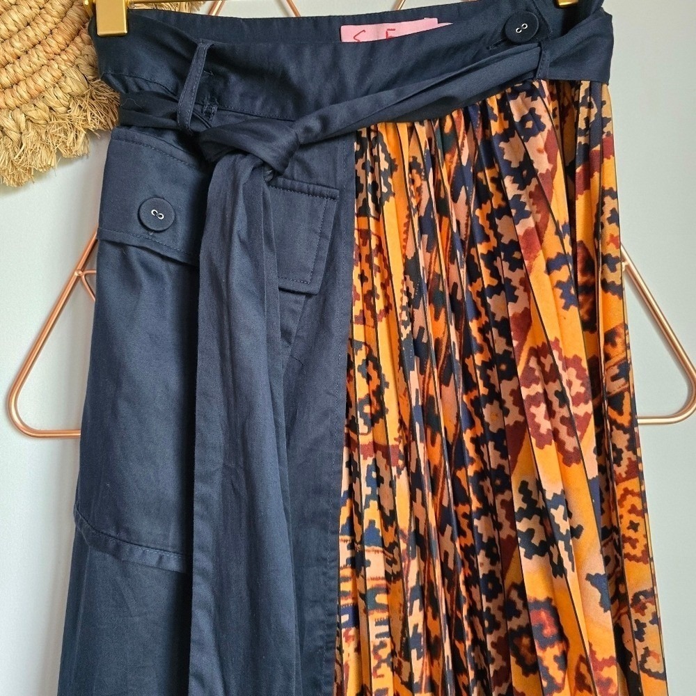 Anthropologie NEW Eva Franco Kavi Pleated Cargo Mix Media Wrap Skirt SZ Small 2 - Picture 7 of 13
